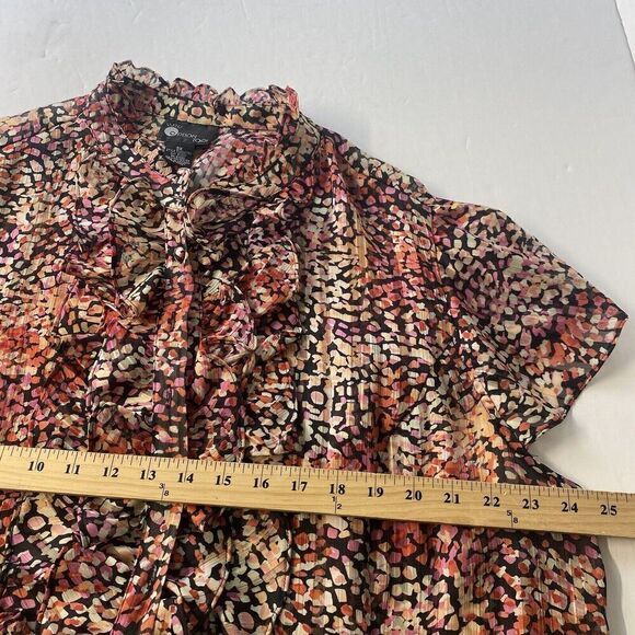 First Option Too Women Short Sleeve Button Up Floral Blouse Multicolored Sz 3X - Picture 6 of 9